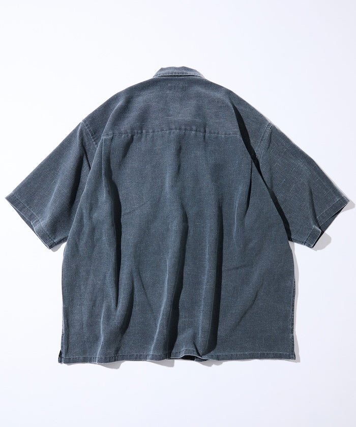 NAUTICA Wide silhouette open collar shirt 水洗口袋短袖襯衫
