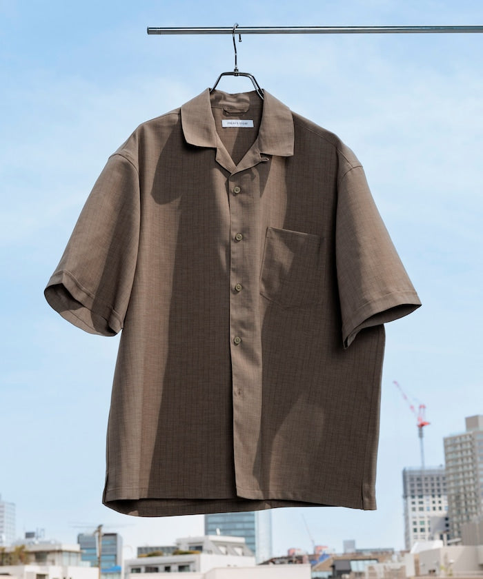FREAK'S STORE Reflax Functional Fabric Relaxed Fit Striped Open Collar Shirt 機能條紋短袖襯衫