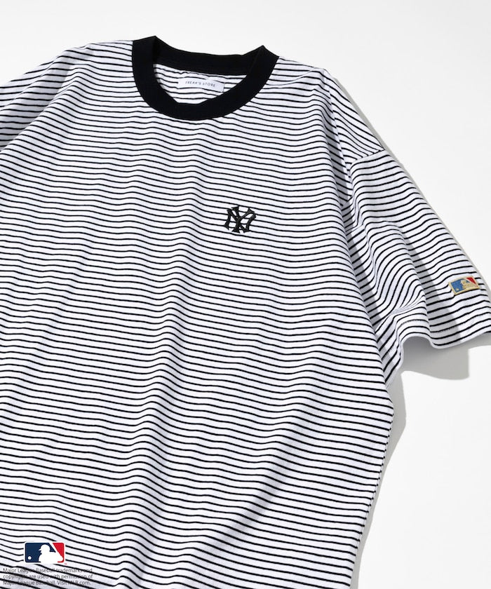 FREAK'S STORE MLB Major League Baseball Pin Border T-Shirt 短袖條紋T恤