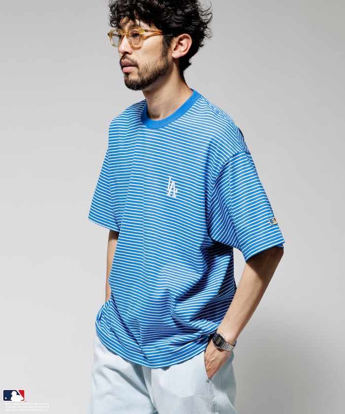 FREAK'S STORE MLB Major League Baseball Pin Border T-Shirt 短袖條紋T恤