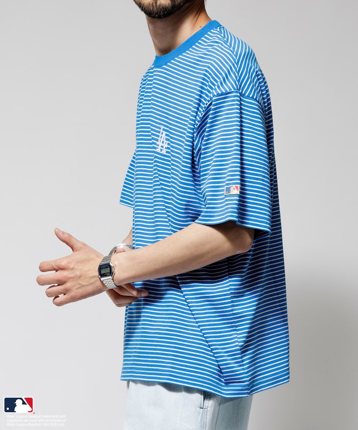 FREAK'S STORE MLB Major League Baseball Pin Border T-Shirt 短袖條紋T恤