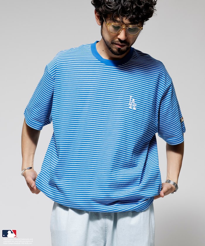 FREAK'S STORE MLB Major League Baseball Pin Border T-Shirt 短袖條紋T恤