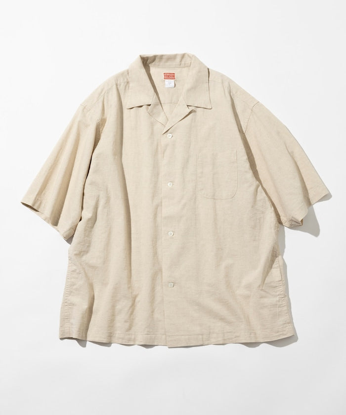 HINSON Custom cotton linen open collar short sleeve shirt 棉麻短袖襯衫