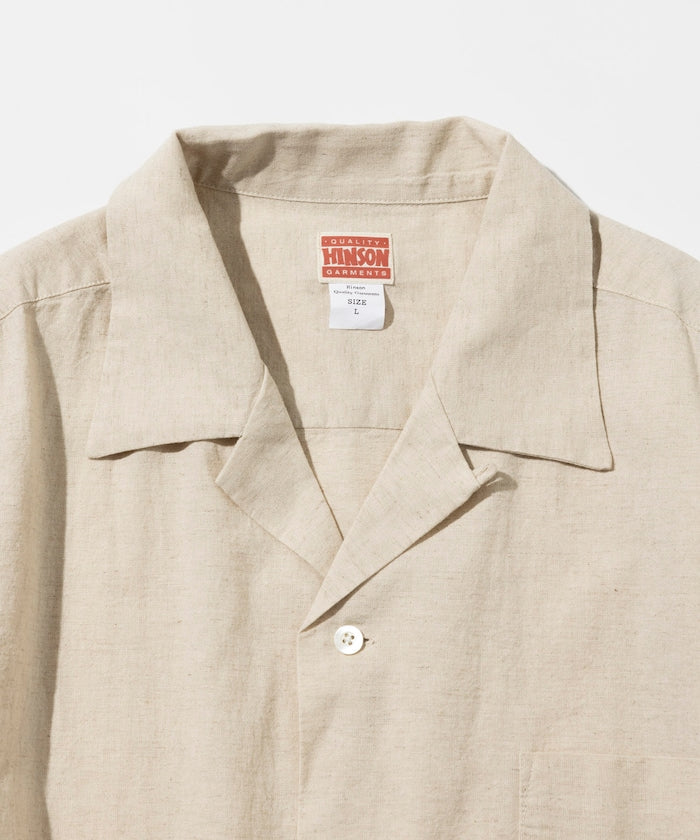 HINSON Custom cotton linen open collar short sleeve shirt 棉麻短袖襯衫