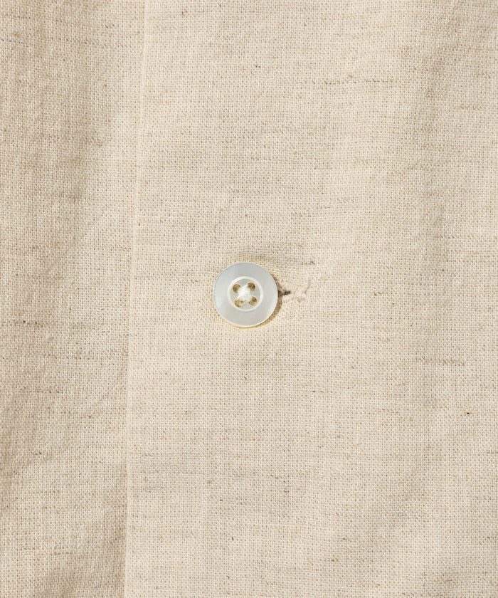 HINSON Custom cotton linen open collar short sleeve shirt 棉麻短袖襯衫