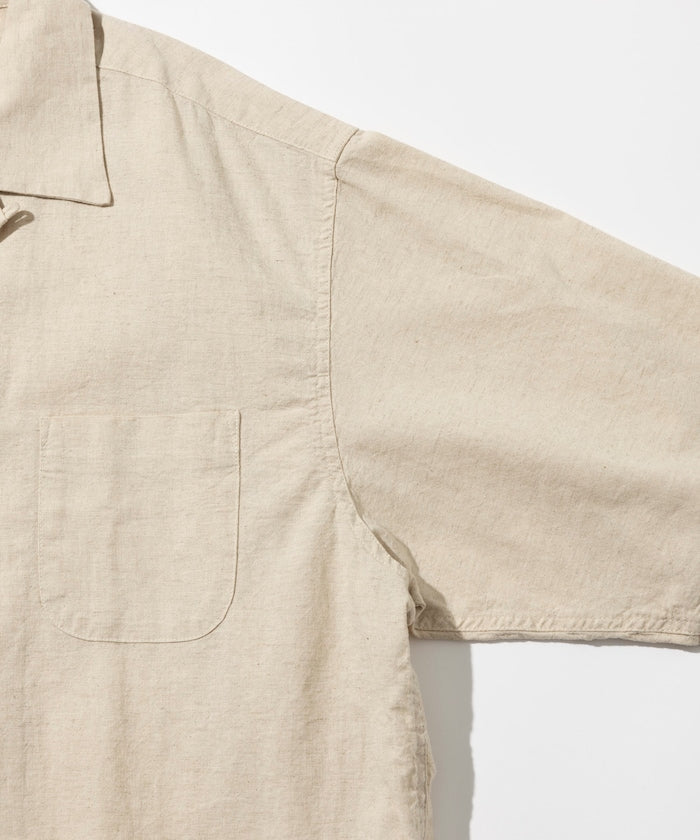 HINSON Custom cotton linen open collar short sleeve shirt 棉麻短袖襯衫