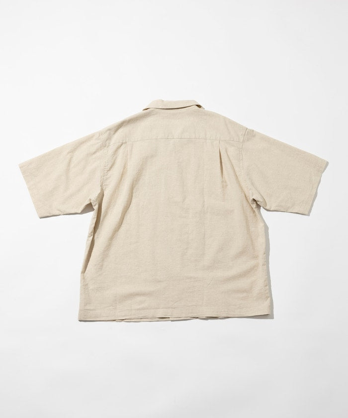 HINSON Custom cotton linen open collar short sleeve shirt 棉麻短袖襯衫
