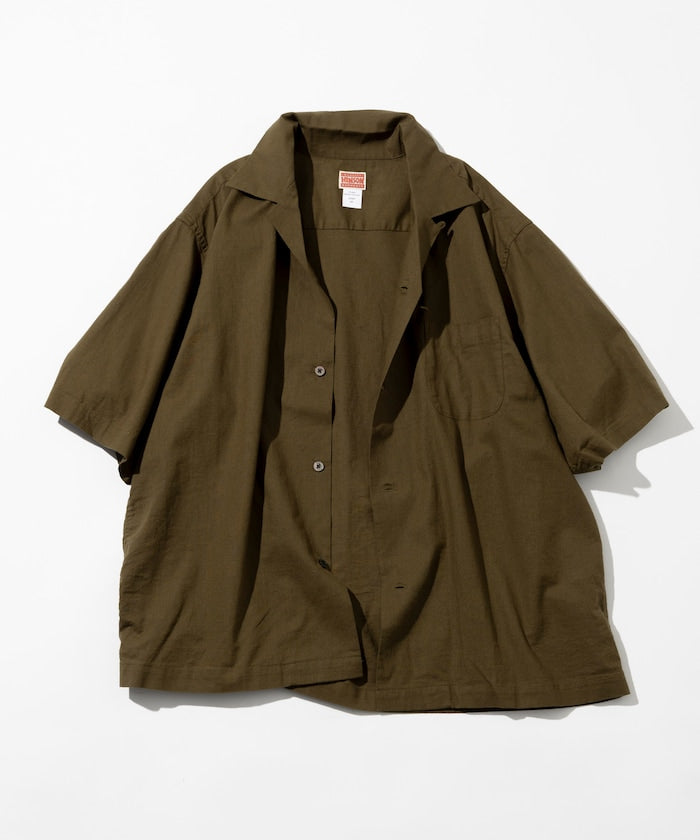 HINSON Custom cotton linen open collar short sleeve shirt 棉麻短袖襯衫