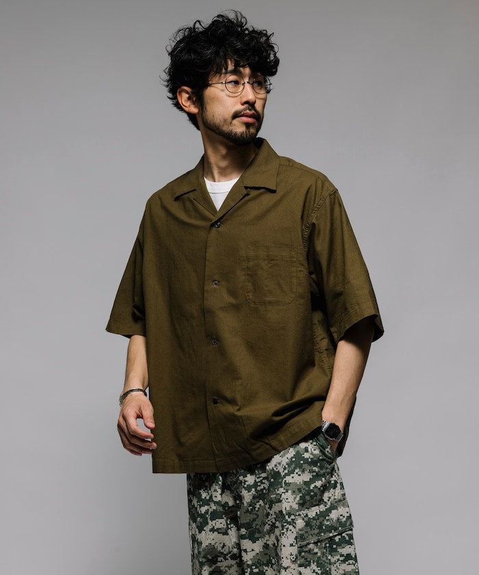 HINSON Custom cotton linen open collar short sleeve shirt 棉麻短袖襯衫