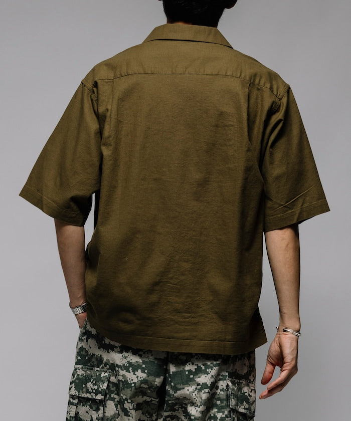 HINSON Custom cotton linen open collar short sleeve shirt 棉麻短袖襯衫