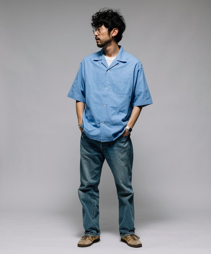 HINSON Custom cotton linen open collar short sleeve shirt 棉麻短袖襯衫