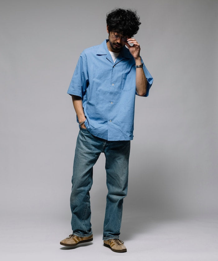 HINSON Custom cotton linen open collar short sleeve shirt 棉麻短袖襯衫