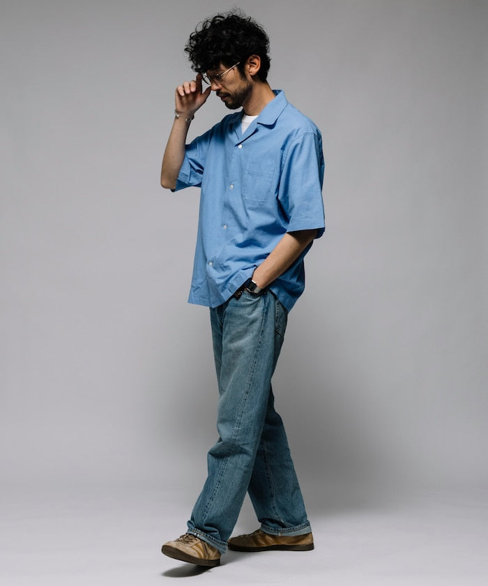 HINSON Custom cotton linen open collar short sleeve shirt 棉麻短袖襯衫