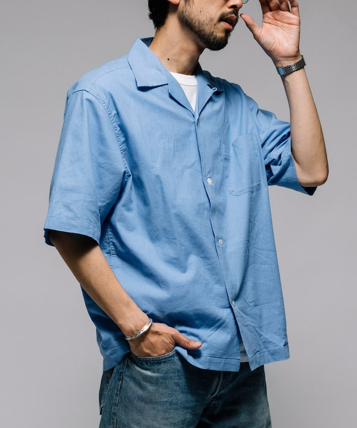 HINSON Custom cotton linen open collar short sleeve shirt 棉麻短袖襯衫