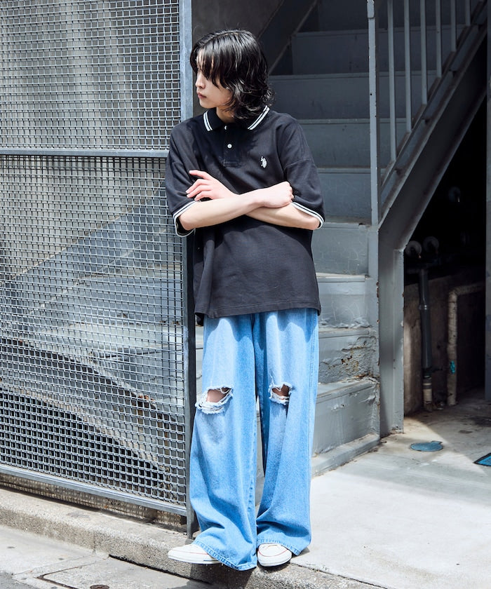 U.S. POLO ASSN. Special order pique line polo shirt 限定條紋Polo衫