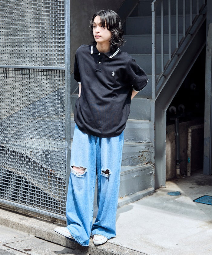 U.S. POLO ASSN. Special order pique line polo shirt 限定條紋Polo衫