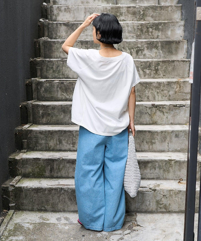 FREAK'S STORE Linen blend curved easy Pants 亞麻混紡休閒牛仔褲