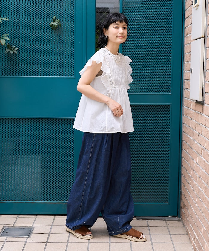 FREAK'S STORE Linen blend curved easy Pants 亞麻混紡休閒牛仔褲