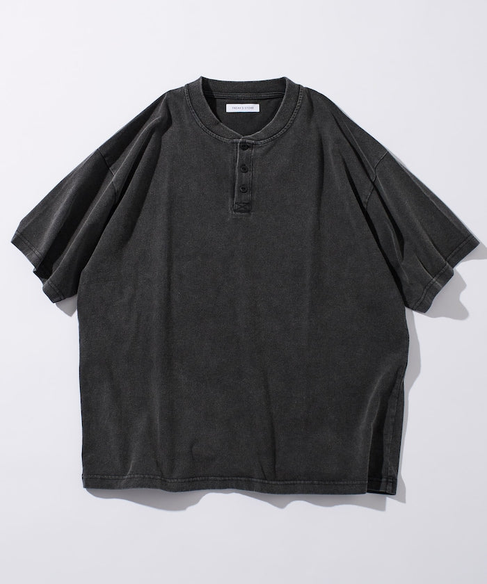 FREAK'S STORE Relaxed fit powdered Henley short sleeve T-shirt 寬版亨利領短袖T恤