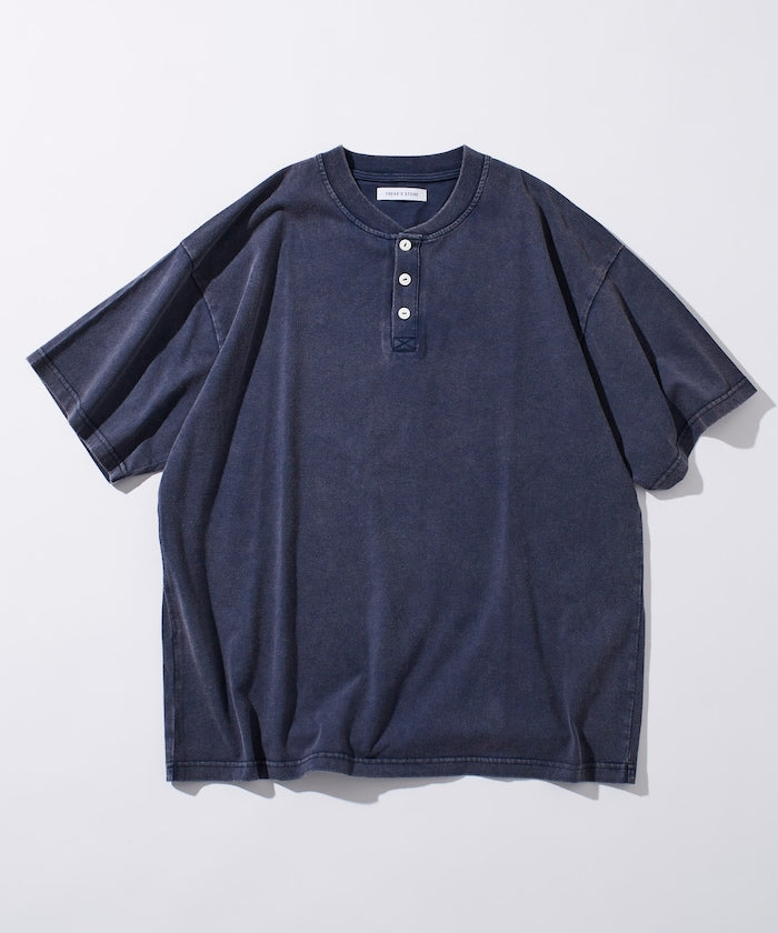 FREAK'S STORE Relaxed fit powdered Henley short sleeve T-shirt 寬版亨利領短袖T恤