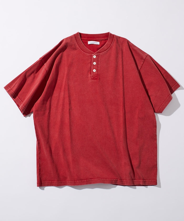 FREAK'S STORE Relaxed fit powdered Henley short sleeve T-shirt 寬版亨利領短袖T恤