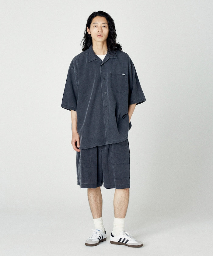 NAUTICA Wide silhouette open collar shirt 水洗口袋短袖襯衫