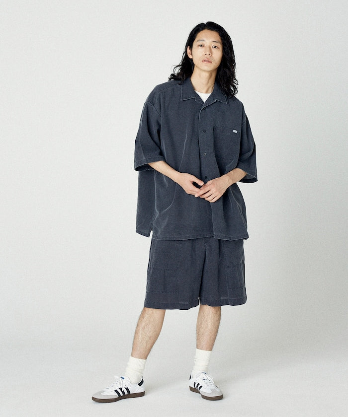 NAUTICA Wide silhouette open collar shirt 水洗口袋短袖襯衫