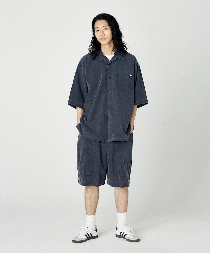 NAUTICA Wide silhouette open collar shirt 水洗口袋短袖襯衫