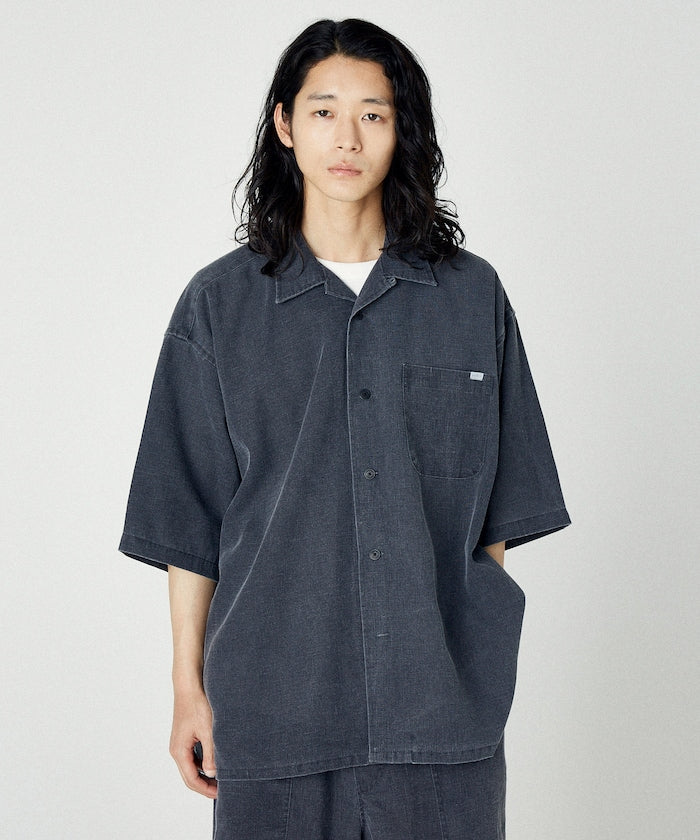 NAUTICA Wide silhouette open collar shirt 水洗口袋短袖襯衫