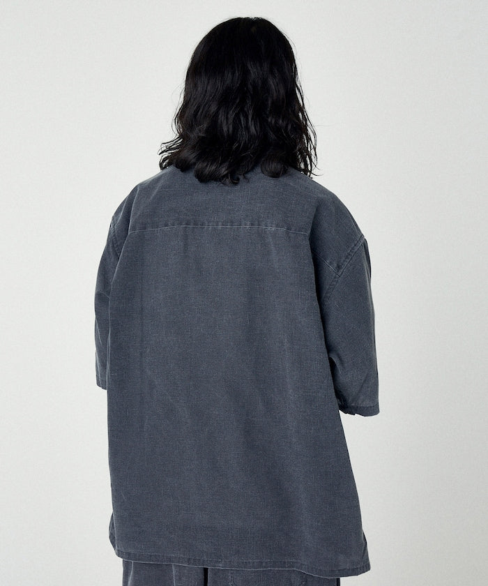 NAUTICA Wide silhouette open collar shirt 水洗口袋短袖襯衫