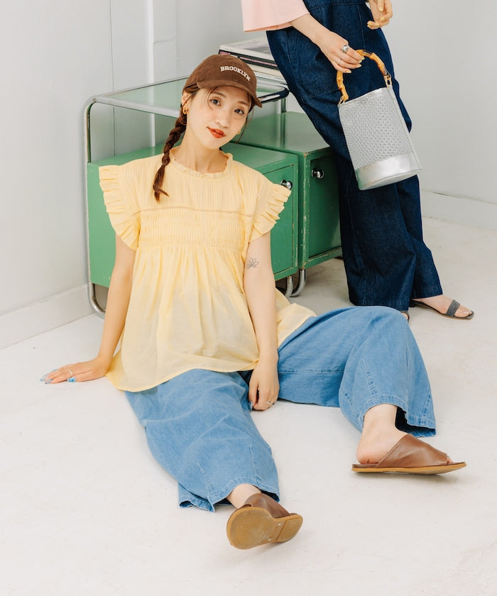 FREAK'S STORE Linen blend curved easy Pants 亞麻混紡休閒牛仔褲