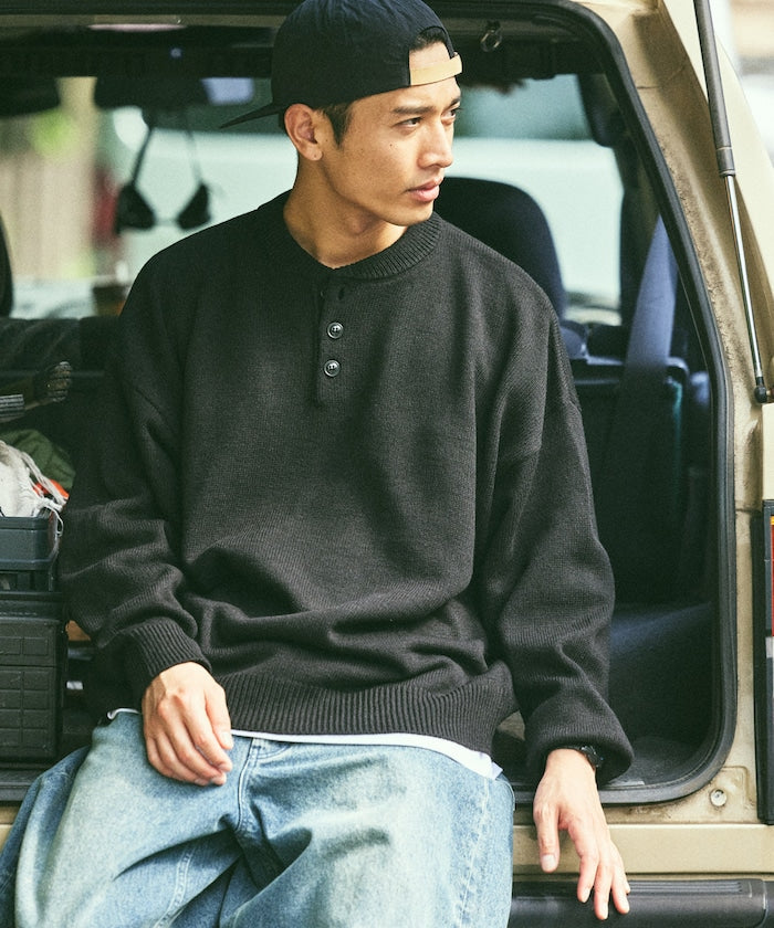 FREAK'S STORE Relax Fit Easy-Care Washable Henley Knit 亨利領長袖針織衫【預約商品 | 2025/12上旬出貨】