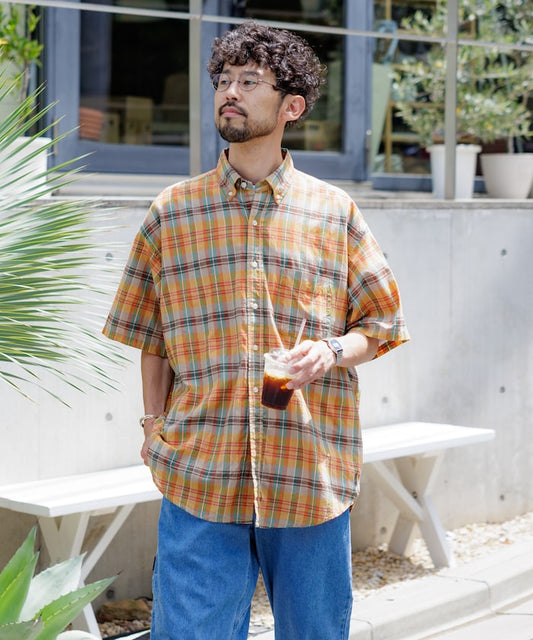 NAUTICA 印度馬德拉斯格紋短袖襯衫