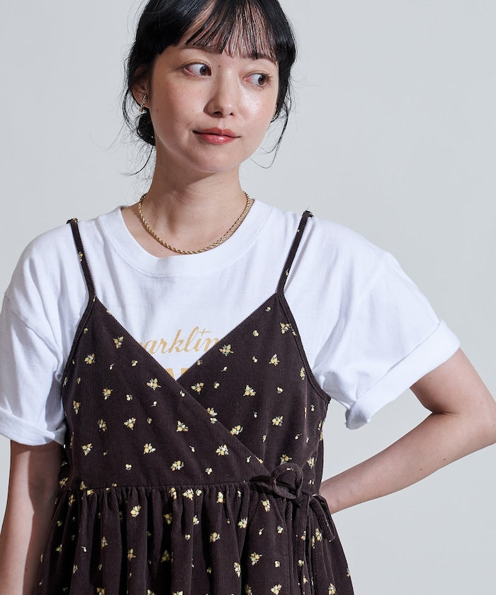 FREAK'S STORE 鄉村風花朵燈芯絨吊帶背心