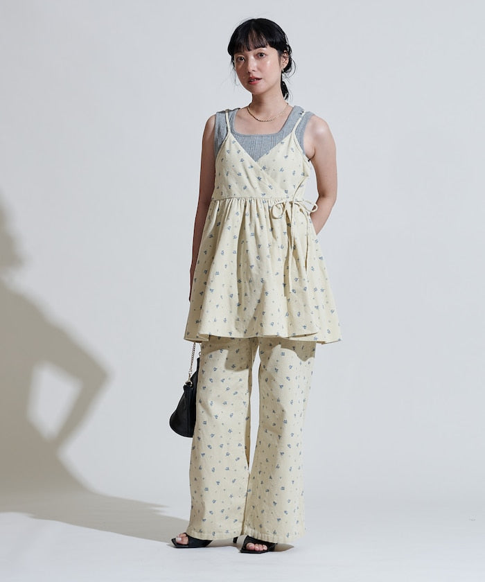 FREAK'S STORE 鄉村風花朵燈芯絨吊帶背心