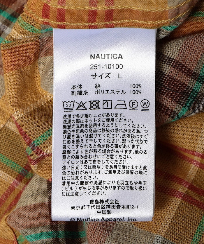 NAUTICA 印度馬德拉斯格紋短袖襯衫