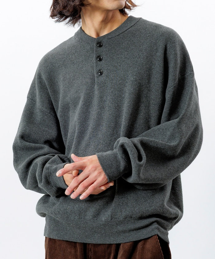 FREAK'S STORE Relax Fit Easy-Care Washable Henley Knit 亨利領長袖針織衫【預約商品 | 2025/12上旬出貨】