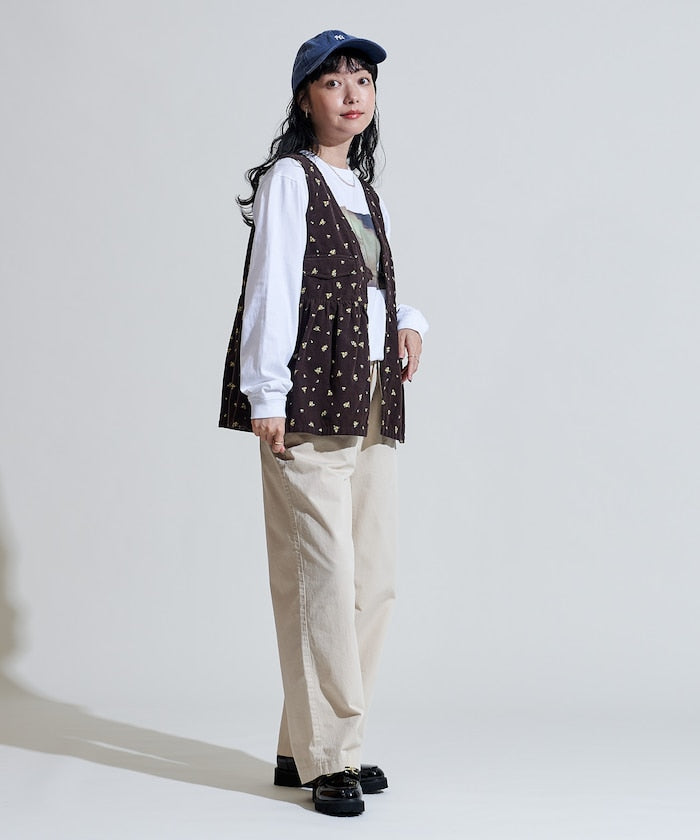 FREAK'S STORE 鄉村風花朵燈芯絨背心