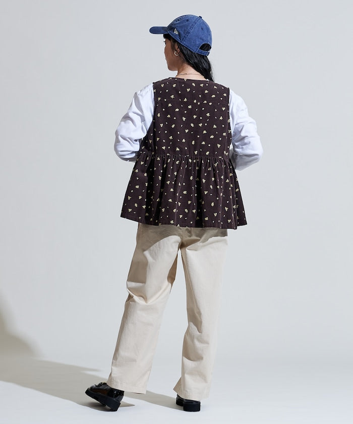 FREAK'S STORE 鄉村風花朵燈芯絨背心