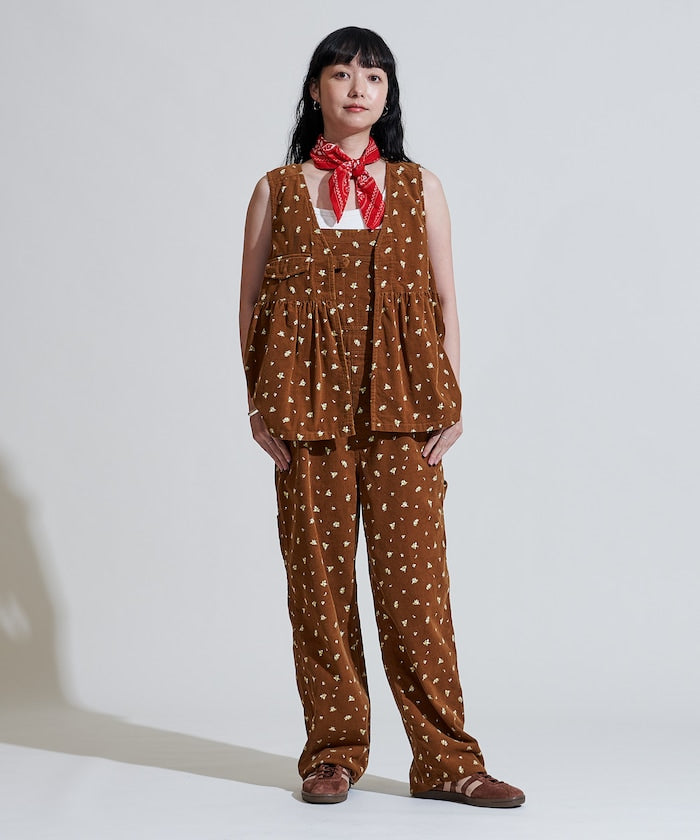 FREAK'S STORE 鄉村風花朵燈芯絨背心