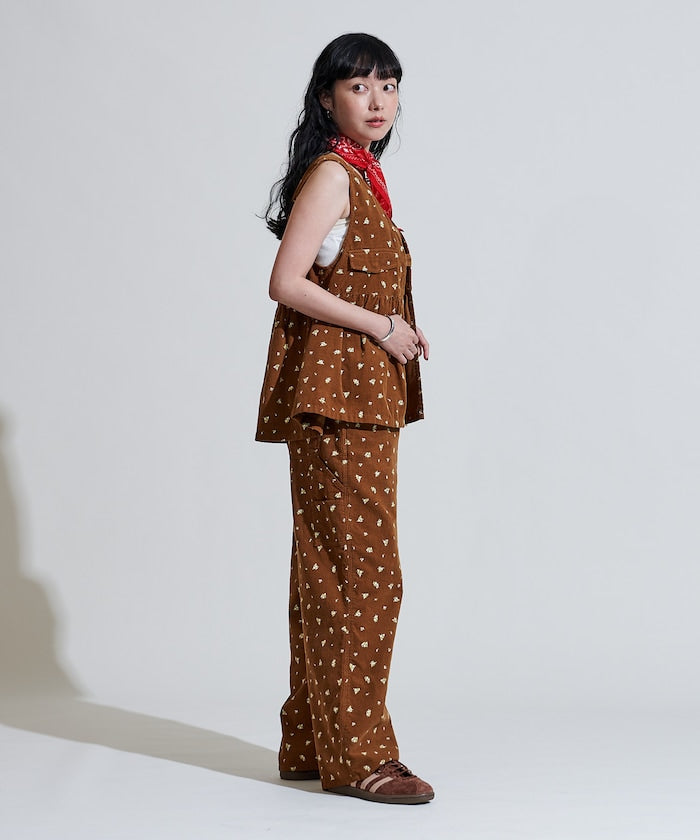 FREAK'S STORE 鄉村風花朵燈芯絨背心