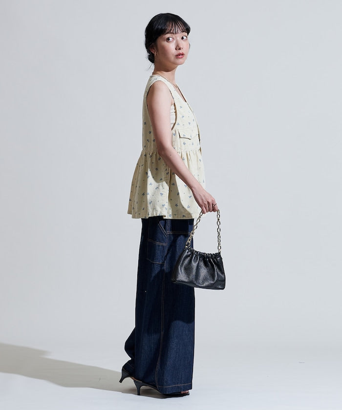 FREAK'S STORE 鄉村風花朵燈芯絨背心