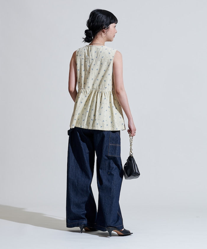 FREAK'S STORE 鄉村風花朵燈芯絨背心