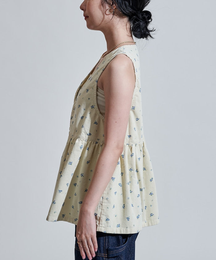 FREAK'S STORE 鄉村風花朵燈芯絨背心