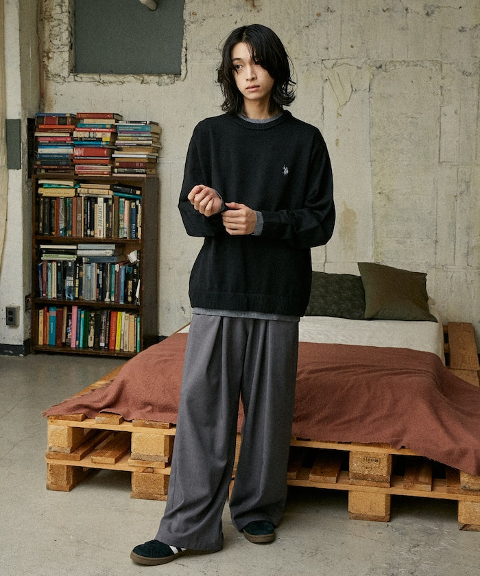 U.S. POLO ASSN. FAKE LAYERED KNIT 長袖刺繡LOGO針織衫
