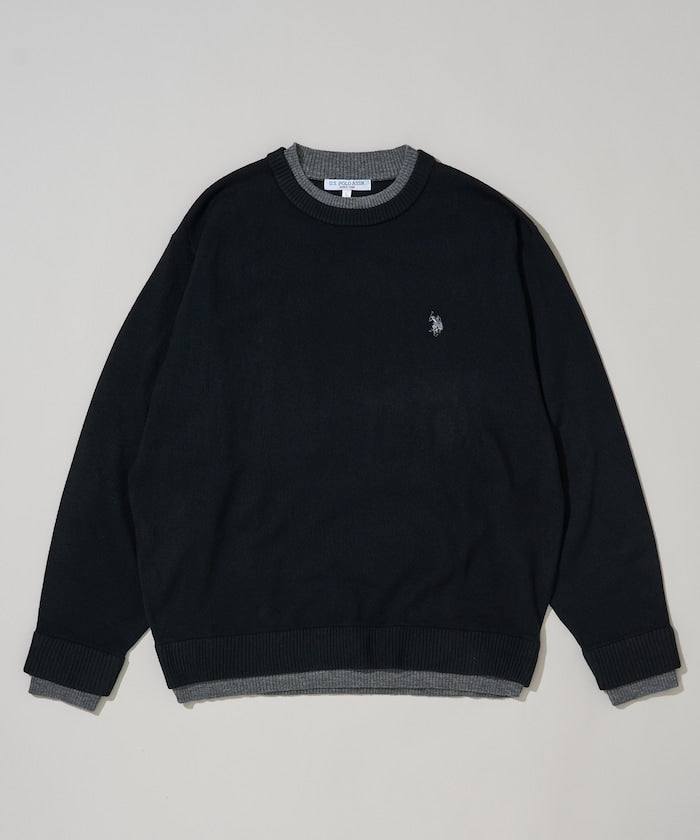 U.S. POLO ASSN. FAKE LAYERED KNIT 長袖刺繡LOGO針織衫