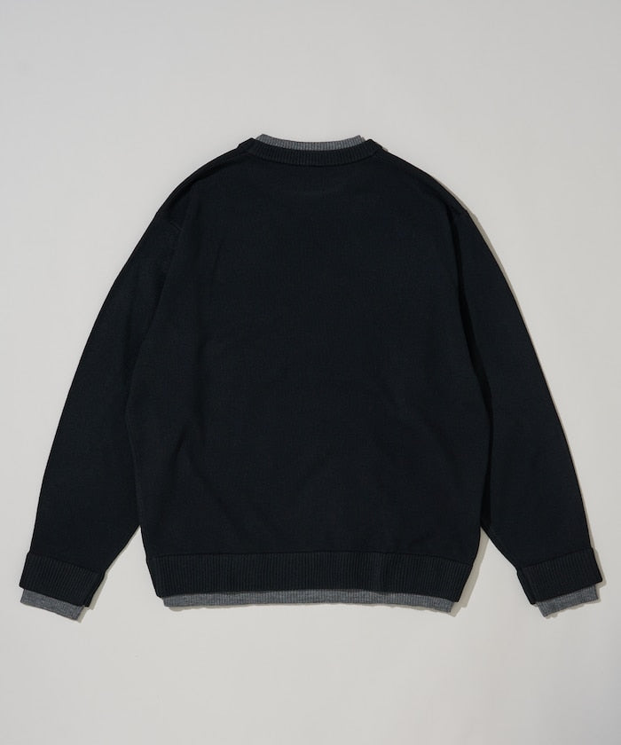 U.S. POLO ASSN. FAKE LAYERED KNIT 長袖刺繡LOGO針織衫