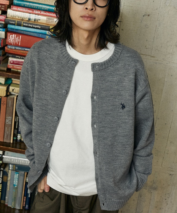 U.S. POLO ASSN. CREW NECK KNIT CARDIGAN 刺繡LOGO 圓領針織開襟衫