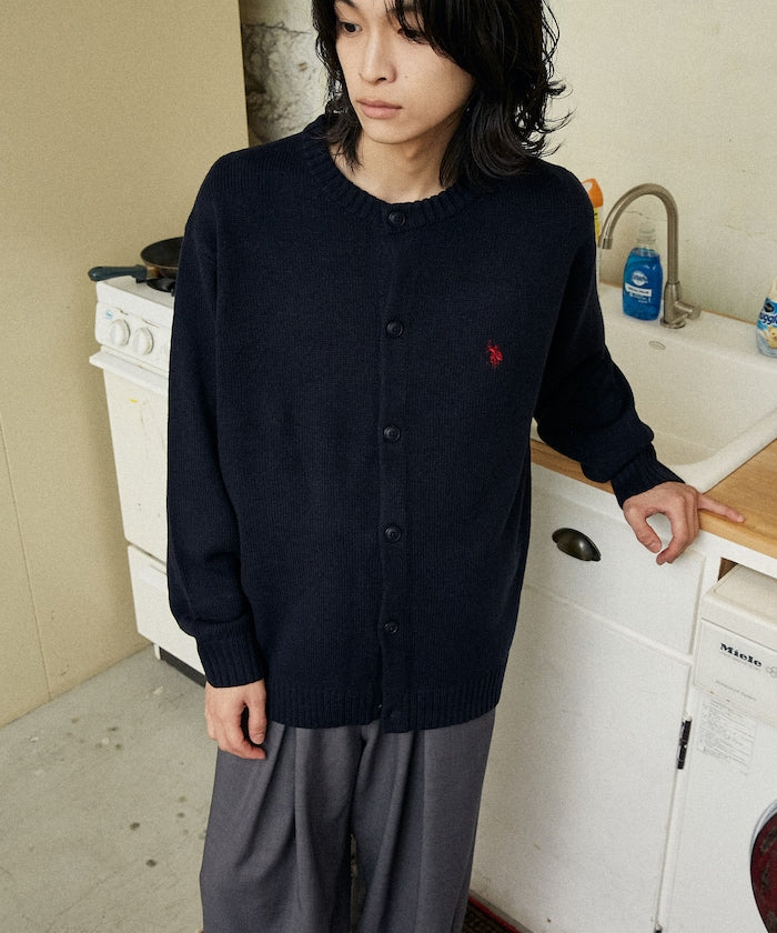 U.S. POLO ASSN. CREW NECK KNIT CARDIGAN 刺繡LOGO 圓領針織開襟衫