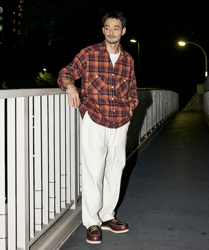 RED KAP flannel cropped long-sleeve work shirt 法蘭絨長袖格紋襯衫